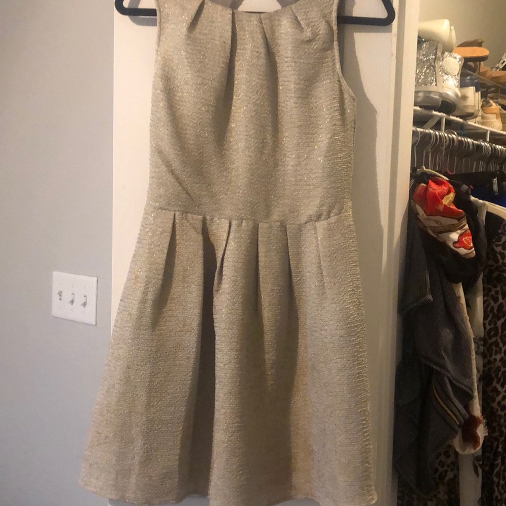 Shimmery mini, backless dress!